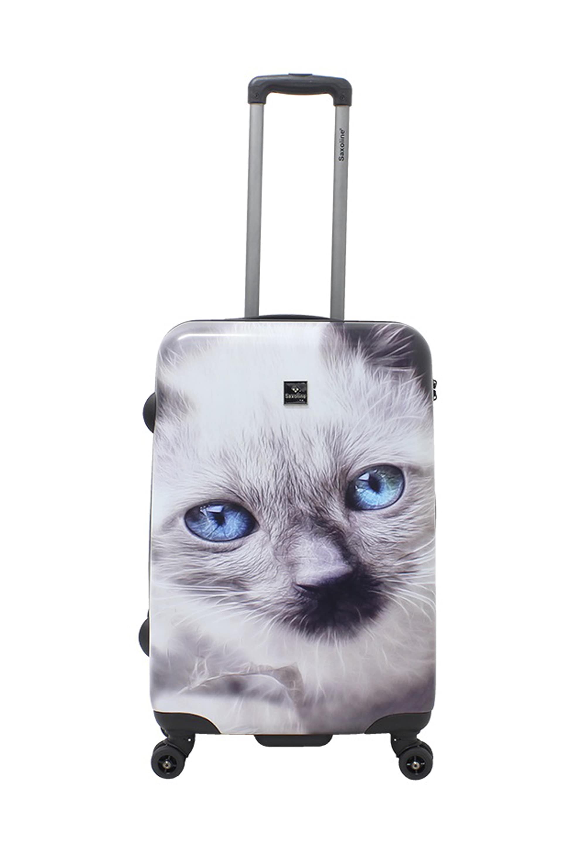Koffer SAXOLINE "White Cat", Gr. B/H/T: 44 x 67 x 24, bunt (mehrfarbig), Koffer, mit praktischen Tragegriffen Image