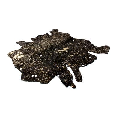 Lederteppich KAYOOM "Glam 110 - Rinderfellteppich", schwarz (schwarz, gold), B:130cm H:3mm L:160cm, Rindsleder, Teppiche, Kuhfellteppiche, 100% Rindsleder, ca. Maße, Akzente in Silber/Gold Image