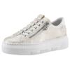 Plateausneaker RIEKER, Damen, Gr. 41, weiß (sanftes weiß metallic), Lederimitat, used, metallic, sportlich, Schuhe, Sneaker, Slip-On Sneaker, Slipper mit Schaftrandpolster, Topseller