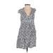 Anthropologie Casual Dress - Mini Plunge Short sleeves: Blue Dresses - Women's Size X-Small