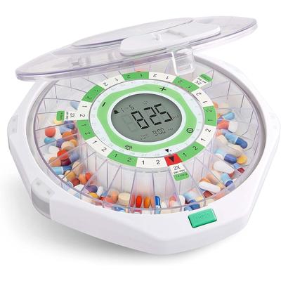 LiveFine 28-Day Automatic Pill Dispenser Frosted Lid with Upgraded LCD Display and Key Lock