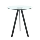Modern Kitchen Glass dining table ROUND Tempered Glass BAR Table top,Clear BAR Table Metal Legs,BLACK legs(set of 1)