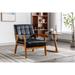 Solid Rubber Wood Legs Leisure Chair with Solid Wood Armrest and Feet Mid-Century Accent chair for Living Room Studio Chair