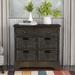 Rustic Storage Cabinet with 2 Drawers & 4 Classic Fabric Basket, Sideboard for Entryway/Dining Room/Living Room, Light Grey