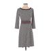 Max Studio Casual Dress - Sweater Dress: Gray Plaid Dresses - Women's Size Small