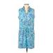 Helen Jon Casual Dress: Blue Paisley Dresses - Women's Size Large