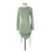 Lioness Casual Dress - Bodycon Crew Neck Long sleeves: Green Print Dresses - Women's Size Small