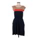 Tommy Hilfiger Casual Dress - Mini Scoop Neck Short sleeves: Blue Color Block Dresses - Women's Size Medium