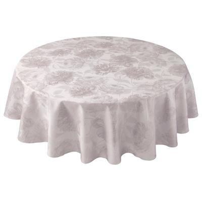 Tischdecke CURT BAUER "3458 Diana, rund, mit filigran gezeichneten Pfingstrosen", beige (leinen), Ø:180cm, Damast-Halbzwirn, Tischdecken, aus 100% Baumwolle, merzerisiert, Damast-Tischwäsche Image