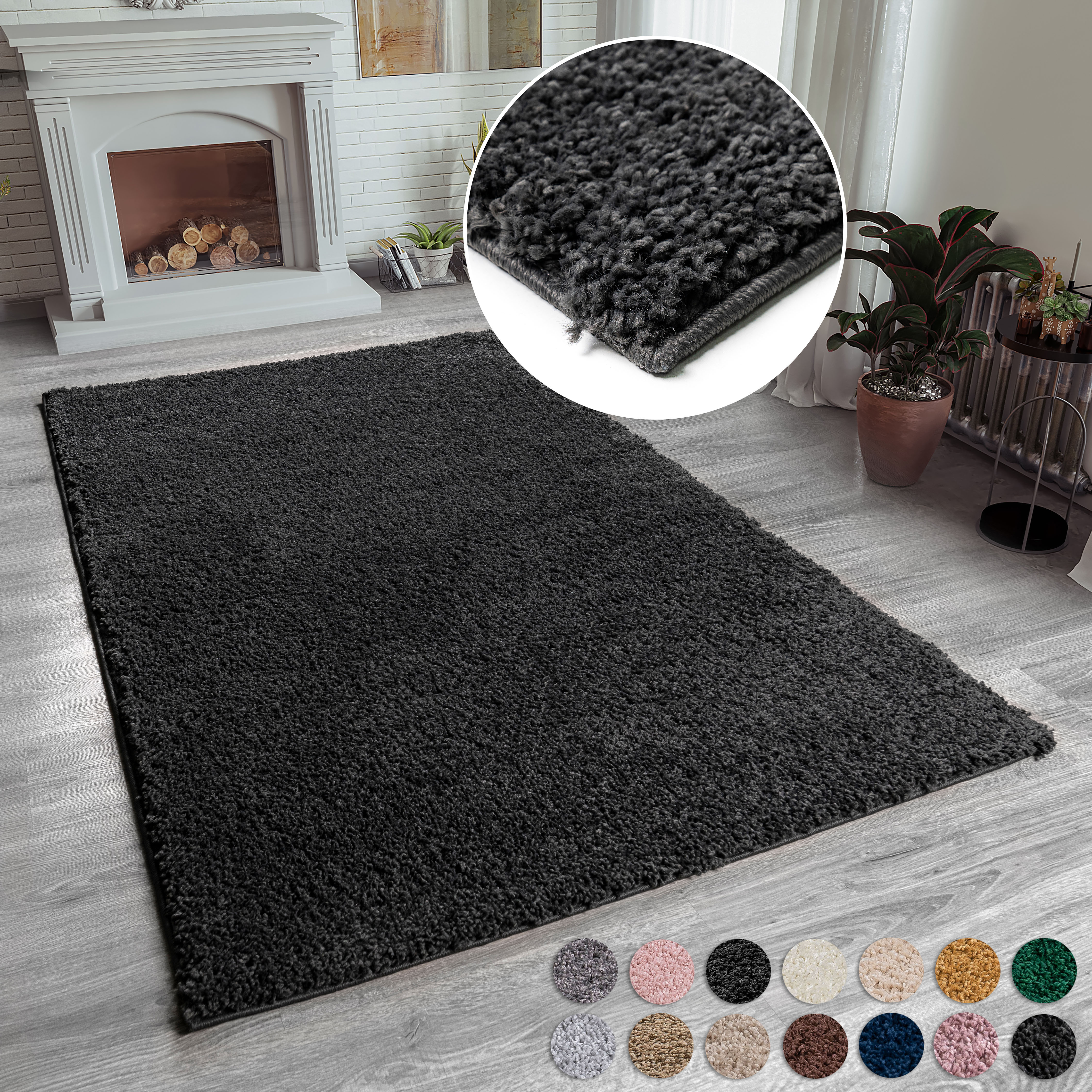 Hochflor-Teppich MY HOME "Shaggy 30" Gr. 2, grau, B:70cm H:30mm L:140cm, Kunstfaser, Teppiche, Teppich, Uni Farben, besonders weich und kuschelig, Kundenliebling Image