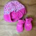 Nike Accessories | Nike Hot Pink Fleece Hat, Mittens | Color: Pink/White | Size: Osbb