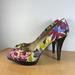 Nine West Shoes | Nine West Dandee Fabric Women’s Size 8.5 Peep Toe Heels | Color: Black/Purple | Size: 8.5