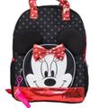 Disney Bags | Disney Minnie Mouse Backpack, Lip Gloss, Red Sequin Keychain *3 Piece Set* | Color: Black/Red | Size: Medium