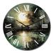 Design Art Mysterious Misty Sunset Over Teal Lake VI Metal Wall Clock Metal in Blue/Brown/Gray | 23 H x 23 W x 1 D in | Wayfair CLM90507-C23