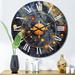 Design Art Blue Yellow Galactic Universe Wall Clock Metal in Blue/Yellow | 16 H x 16 W x 1 D in | Wayfair CLM105336-C16