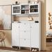 Latitude Run® Herson Stackable Shoe Storage Cabinet Manufactured Wood in White | 81.6 H x 54.88 W x 7 D in | Wayfair