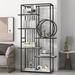 Wrought Studio™ Incera 70.9" H x 31.5" W Steel Etagere Bookcase in Black/Brown/White | 70.9 H x 31.5 W x 11.8 D in | Wayfair