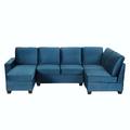 Blue Reclining Sectional - Latitude Run® Martirio 4-Piece Upholstered Chaise Sectional Velvet | 37 H x 138 W x 56 D in | Wayfair