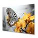 Gracie Oaks Yellow Grey Butterfly Haven II - Animals Metal Wall Decor Metal in Gray/Yellow | 12 H x 20 W x 1 D in | Wayfair