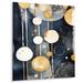 Ivy Bronx Pastel Abstract w/ Blue Black & Gold Spots XX - Modern Geometric Metal Wall Decor Metal in Gray/White | 32 H x 24 W x 1 D in | Wayfair