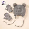 Bonnet et gants en laine pour bébé bonnet tricoté pour enfants bonnet de protection des oreilles