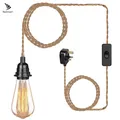 Lampes suspendues rustiques avec ULde chanvre plafonniers support de lampe kit suspendu