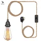 Lampes suspendues rustiques avec ULde chanvre plafonniers support de lampe kit suspendu