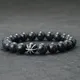 Noter-Bracelet de Perles Mimimaliste pour Homme Basket-ball Tennis 10mm Noir Blanc Howlite