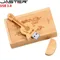 JASTER-Clé USB 3.0 en bois avec logo personnalisé gratuit, clé USB, clé USB, disque U, clé USB avec boîte, musique créative, cadeau, 128 Go, 64 Go