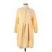 Rachel Pally Casual Dress - Shirtdress Crew Neck 3/4 sleeves: Yellow Solid Dresses - Women's Size Small