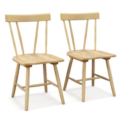 Costway Windsor Style Armless Chairs with Solid Rubber Wood Frame-Natural