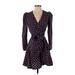 Tanya Taylor Casual Dress - Wrap: Purple Houndstooth Dresses - Women's Size 0