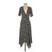 Banana Republic Casual Dress - Midi Plunge Short sleeves: Black Dresses - Women's Size 0