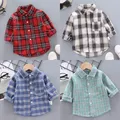 2022 koreanische Mode Kinder Tops Jungen Buffalo Plaid Flanell Hemd Baby Casual Hemd Oberbekleidung