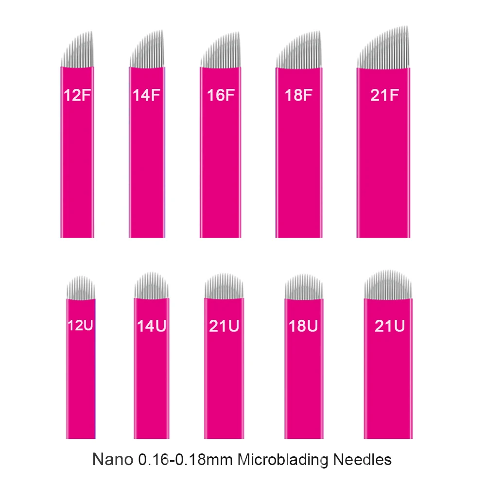 100 stücke Microblading Nadeln Tebori Klingen Tattoo Nadel 0,16/0,18mm Manuelle Augenbraue Klingen Für 3D Stickerei Manuelle Tattoo stift Image