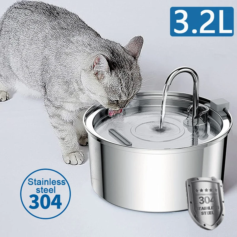 3,2 L Katze Automatische Wasser Dispenser Pet Smart Induktion Wasser Feeder USB Mit Filter Edelstahl Hund Feeder Pet Liefert Image