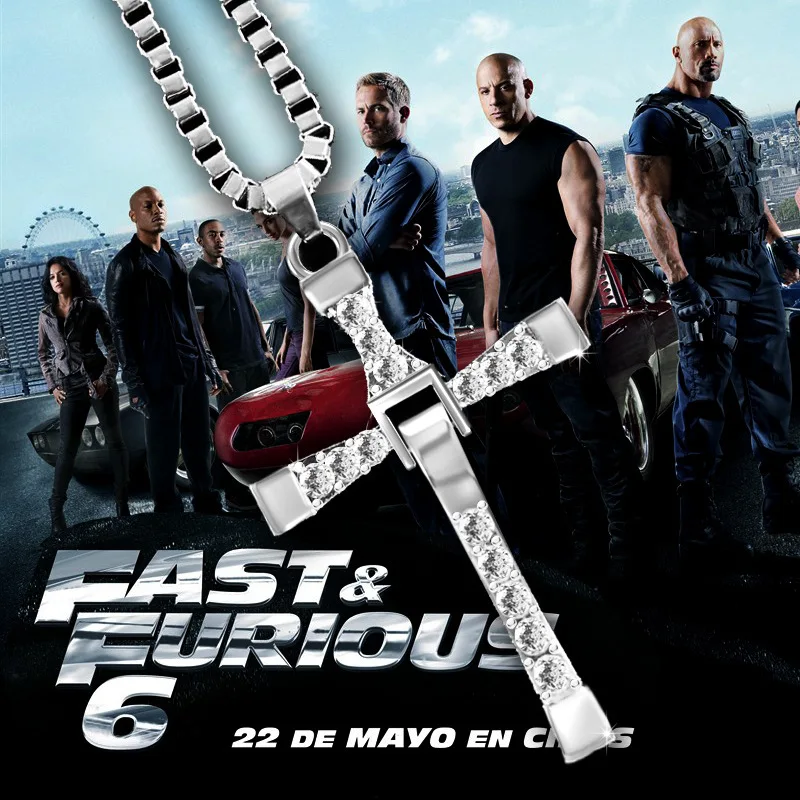 Dominic Toretto The Fast and The Furious Celebrity Vin Diesel Artikel Kristall Jesus Männer Kreuz Anhänger Halskette Geschenk Schmuck Image