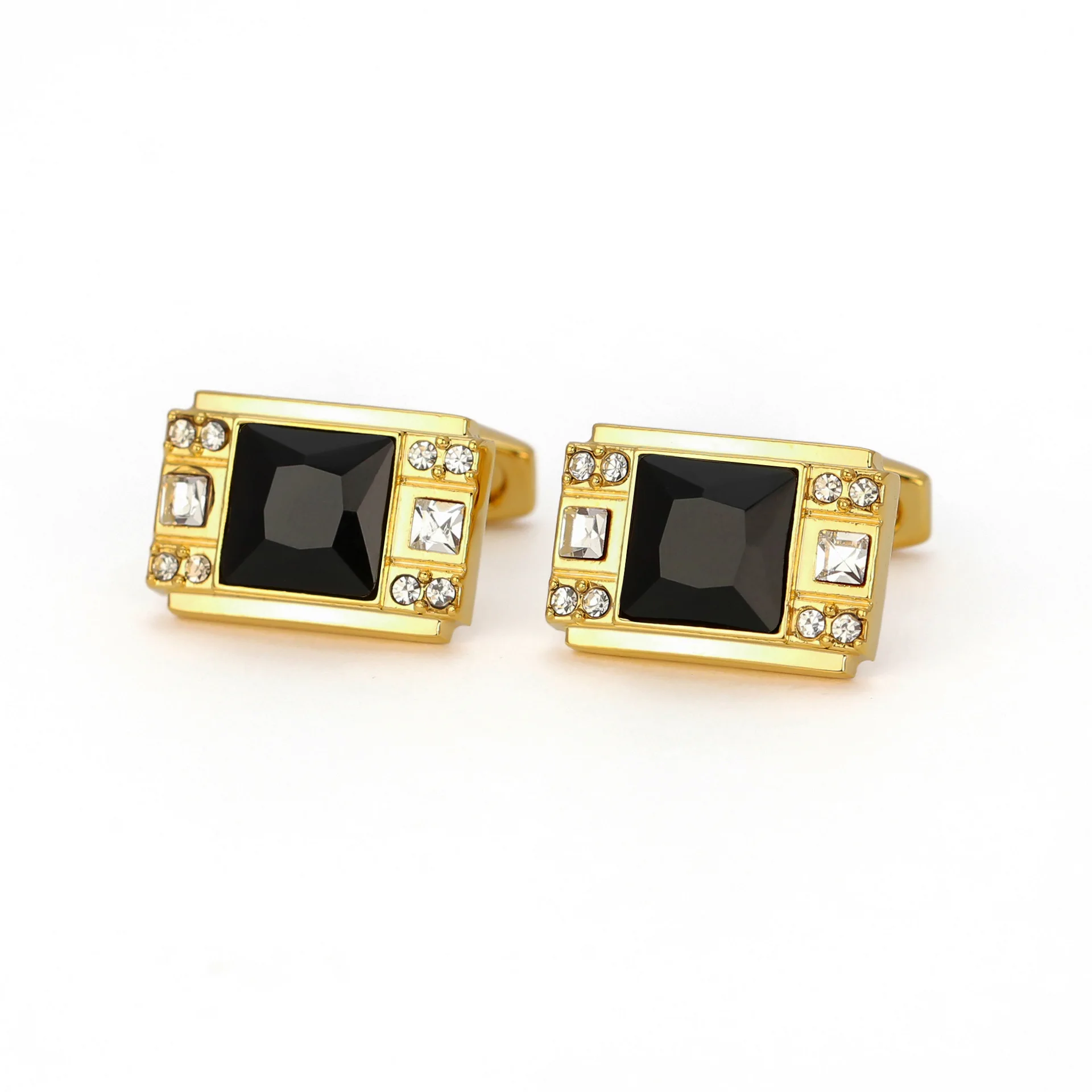 Neue Herren Luxus Schwarz Kristall Manschettenknöpfe Anzug Hemd Hohe Qualität Manschette Mode Hochzeit Bräutigam Geschenk Schmuck Vater Zubehör Image