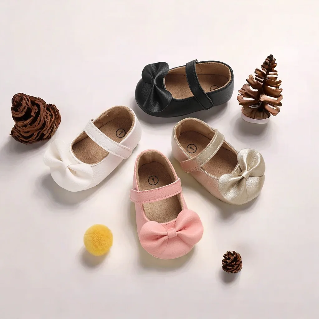 Mädchen Babys chuhe niedlichen Bogen Babys chuhe Lederschuhe modische, rutsch feste, bequeme Prinzessin Schuhe Kleinkinds chuhe Image