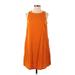 Soho Street New York & Company Casual Dress - A-Line High Neck Sleeveless: Orange Solid Dresses - Women's Size Small