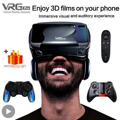 VRG Pro 3D Virtual Reality VR Brille Geräte Headset Viar Brille Helm Linsen Smart Für Telefon Smartphones Viewer Zelle Geräte