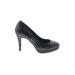 White House Black Market Heels: Slip-on Stilleto Cocktail Party Black Print Shoes - Women's Size 7 1/2 - Round Toe