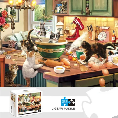 1000 Stück Küche Katze Puzzle Wohnkultur Erwachsene Puzzlespiele Familie Spaß Boden Puzzles