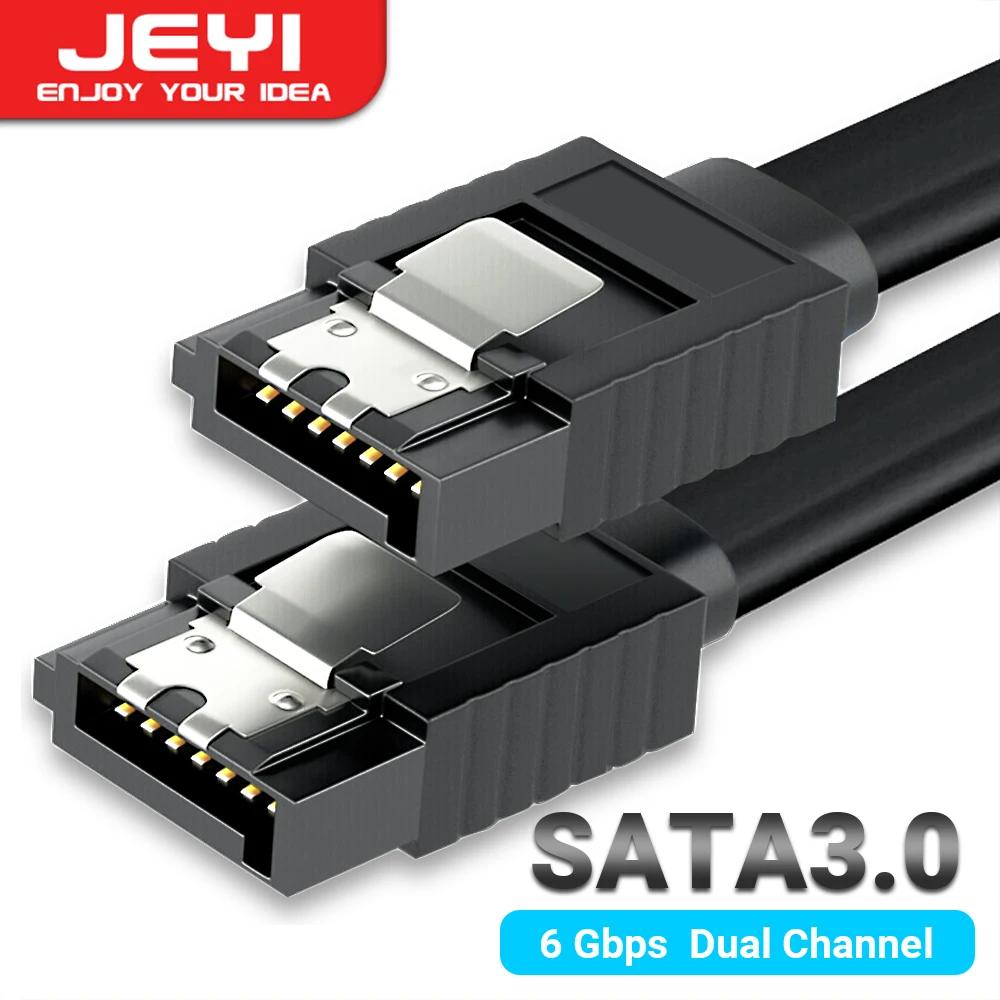 JEYI SATA-Kabel III, 6 Gbit/s, 40 cm, gerade gebogenes HDD-SDD-Datenkabel mit Verriegelungsriegelung für SATA HDD SSD CD-Treiber, CD-Schreiber Image