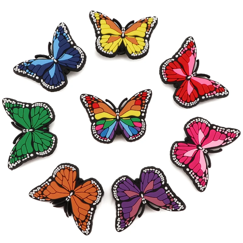 Neue 1PCS Schmetterling Schuh Charms Sommer Schuhe Dekorationen Jeans für Mädchen Jungen Designer Frauen Schuhe Zubehör für Schuhe charme Pins
