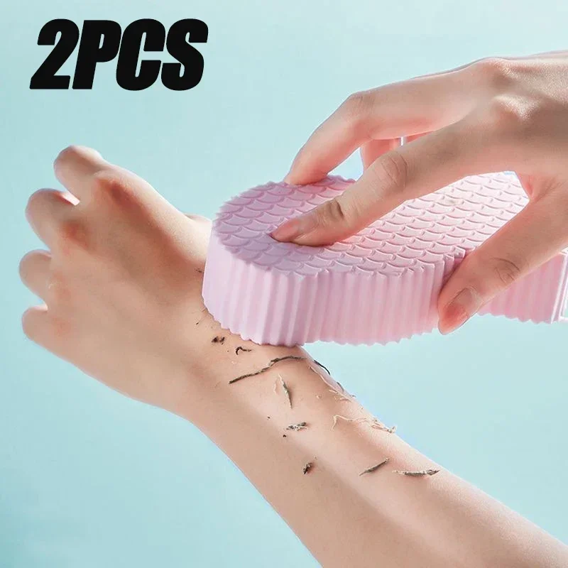 2PCS Peeling Dusche Schwamm Dusche Pinsel Haut Reiniger Fisch Skala Dusche Peeling Werkzeug Erwachsene Dead Skin Remover Schwamm