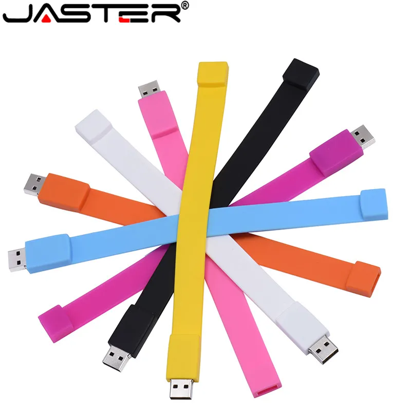 JASTER Silikon-Armband-Armband-Stick 4 GB 16 GB 32 GB 64 GB USB 2.0 USB-Flash-Laufwerk Pen Drive Stick U Disk Pendriver Geschenk Image