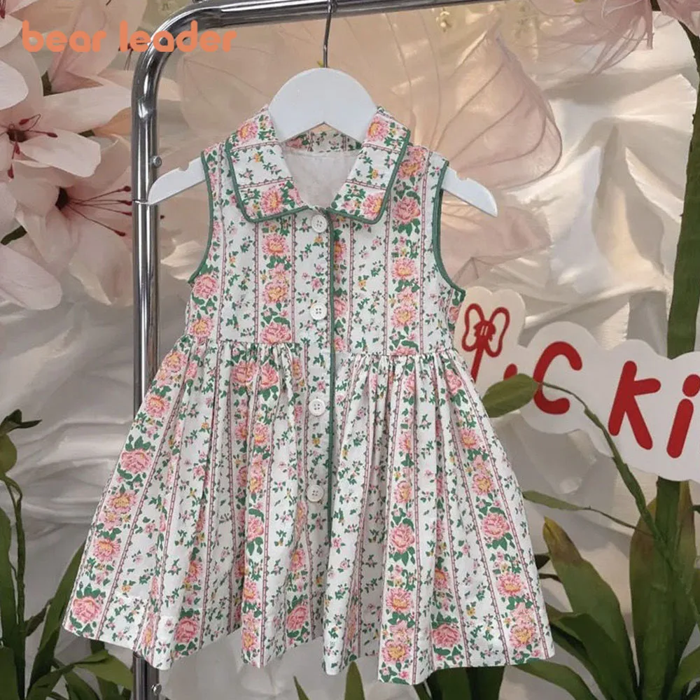 Bär Führer Europa und Amerika Mädchen Prinzessin Kleider Sommer Kinder süßes Blumen kleid Baby Kostüm 2-7y Party Kinder Kleidung Image