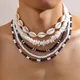 Kunjoe 5 teile/satz böhmischen Holz Perlen Choker Halskette für Männer Vintage weichen Ton Halskette