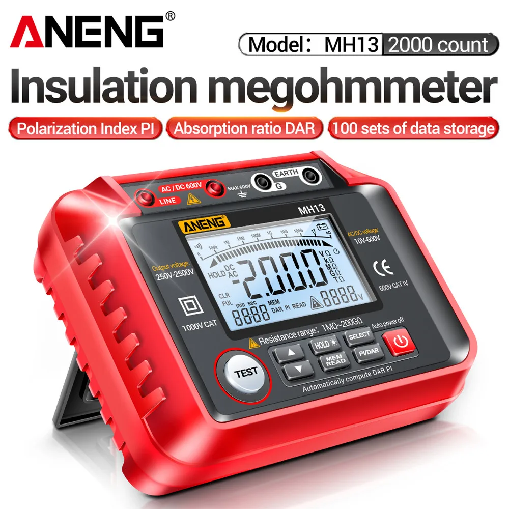 ANENG MH13 Ohm Spannungsprüfer Digitalmultimeter Megometro Isolierung Erde Hochwiderstandsmesser Tester Megohmmeter Werkzeug Image